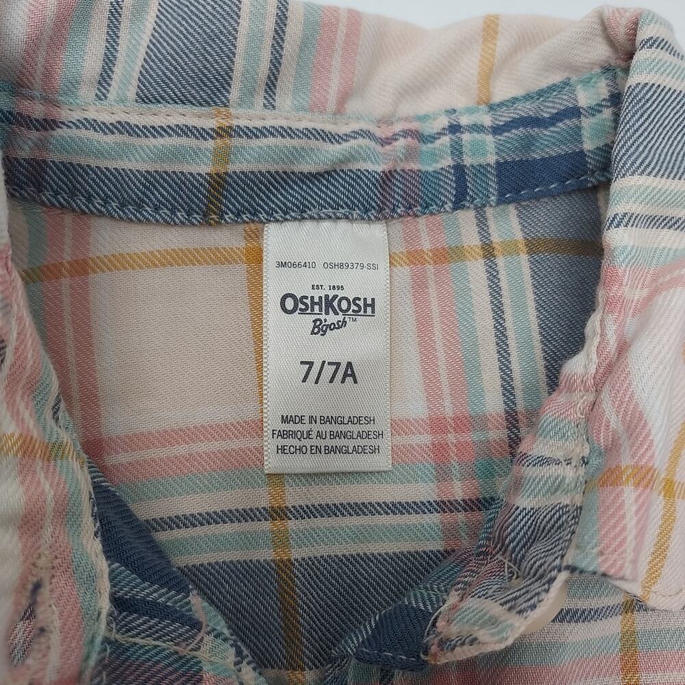 🔴3/$20 (2) Plaid Button Down Long Sleeves Size 7 - Picture 3 of 7